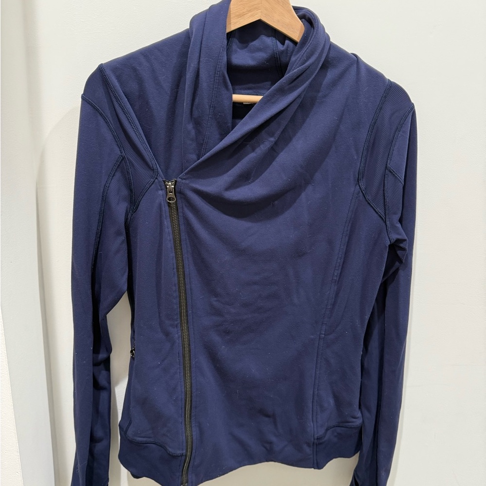 Navy LULU Asymmetrical Zip Jacket